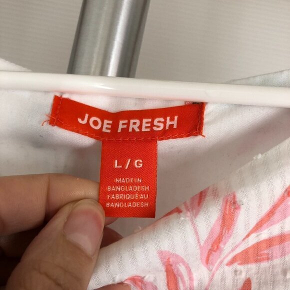 JOE FRESH White Multicolor Floral Ruffle Sleeveless Lined Maxi Summer Dress Sz L - Picture 12 of 12